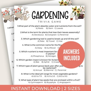 Gardening trivia game printable | Gardening trivia | Gardening trivia game | Garden trivia | Plant trivia | Summer trivia | Gardening quiz