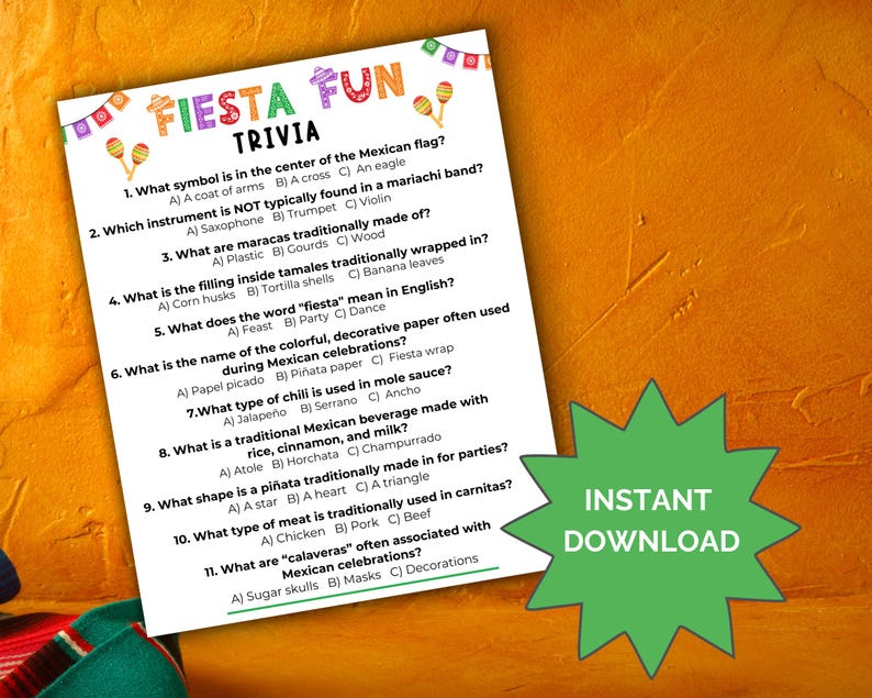 Taco Trivia Games, Mexican Fiesta Trivia Games, Taco Party Games ...