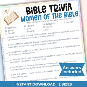 Women of the bible trivia game, Printable womens ministry games, women’s retreat games, bible study game, bible study trivia, Church games