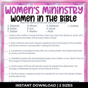 Frauen-Retreat-Spiele, Frauen der Bibel, Trivia-Spiel, druckbare Frauenarbeit, Bibelarbeit, Bibelarbeit, Kirchenspiele