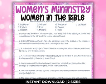 Women’s retreat games, Women of the bible trivia game, Printable womens ministry games, bible study game, bible study trivia, Church games