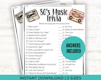 80er Jahre Musik Quiz Spiel | Kneipe Trivia | 1980er Jahre Wissenswertes | Gesellschaftsspiele für Erwachsene