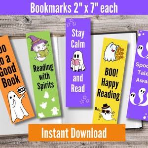 Ghost bookmark; printable ghost bookmark; digital download; reading ghost bookmark; ghost pumpkins bookmark; cute ghost bookmark