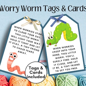 Worry Worm-gedicht Tag Afdrukbare Tag Worry Worm Tag Worry Worm Afdrukbare Worry Worm Card, Worry Pet, Worry Pet, Worry Worm Tag