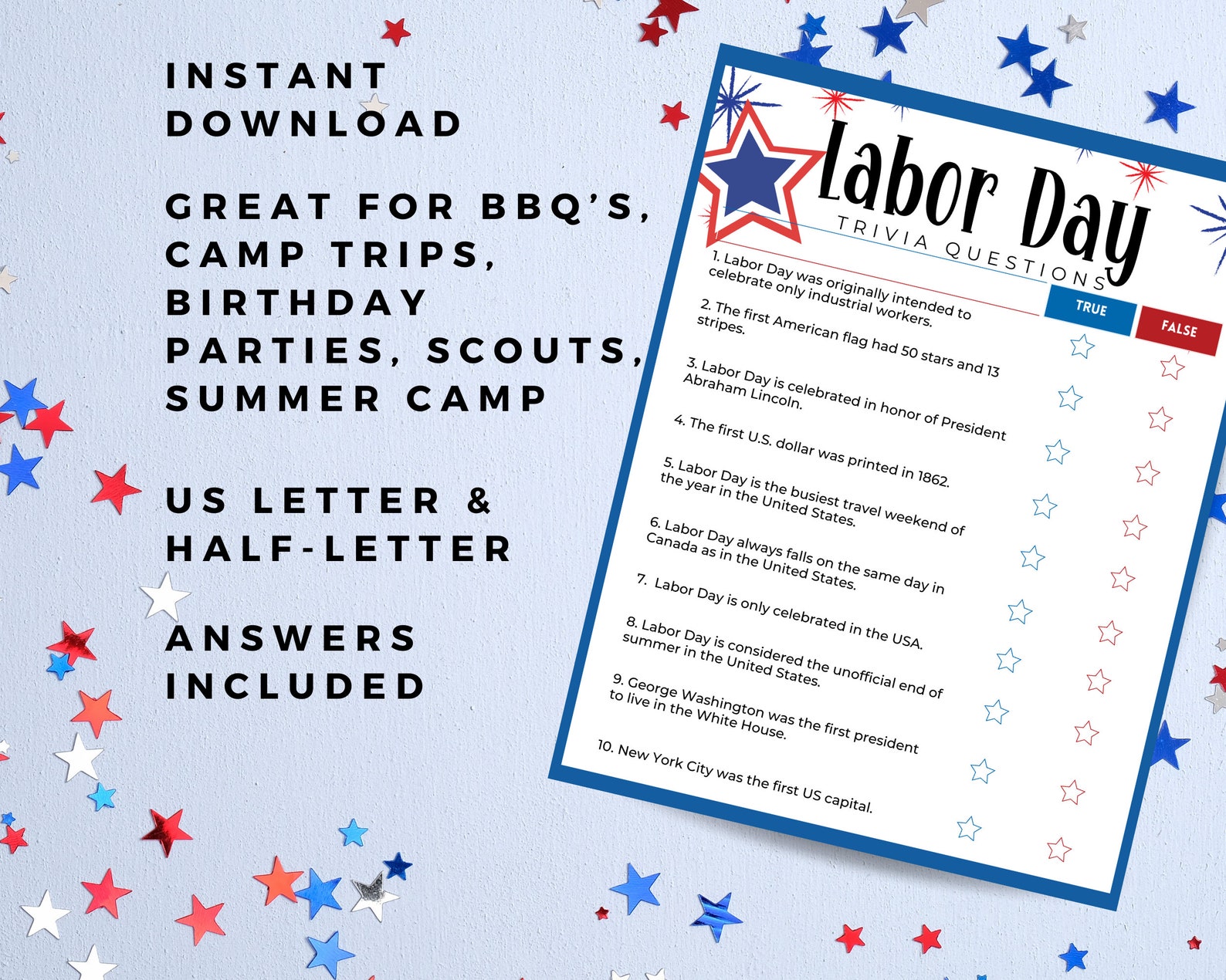 Printable Labor Day Quiz Labor Day Trivia Labor Day Printable Printable Labor Day Quiz Labor Day Trivia Labor Day Printable