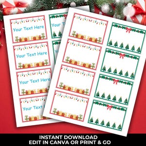Editable Christmas Name Labels, Christmas Name tags, DIY Christmas party, Treat bag tags, Holiday party name labels