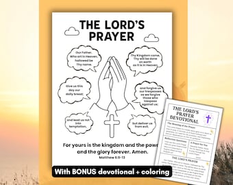 The Lords Prayer craft for kids, Sunday School craft, Christian preschool coloring, Printable Lords prayer, Bible craft, Bible coloring