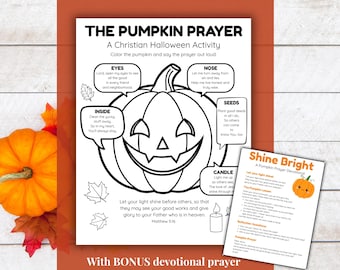 Pumpkin Prayer craft, Christian Halloween pumpkin carving, Sunday School craft, Fall printable, Halloween tracts, Christian handout