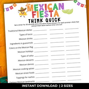 Mexican party games, Taco party games, Fiesta games, Fiesta trivia games, Cinco de Mayo games, Taco Trivia