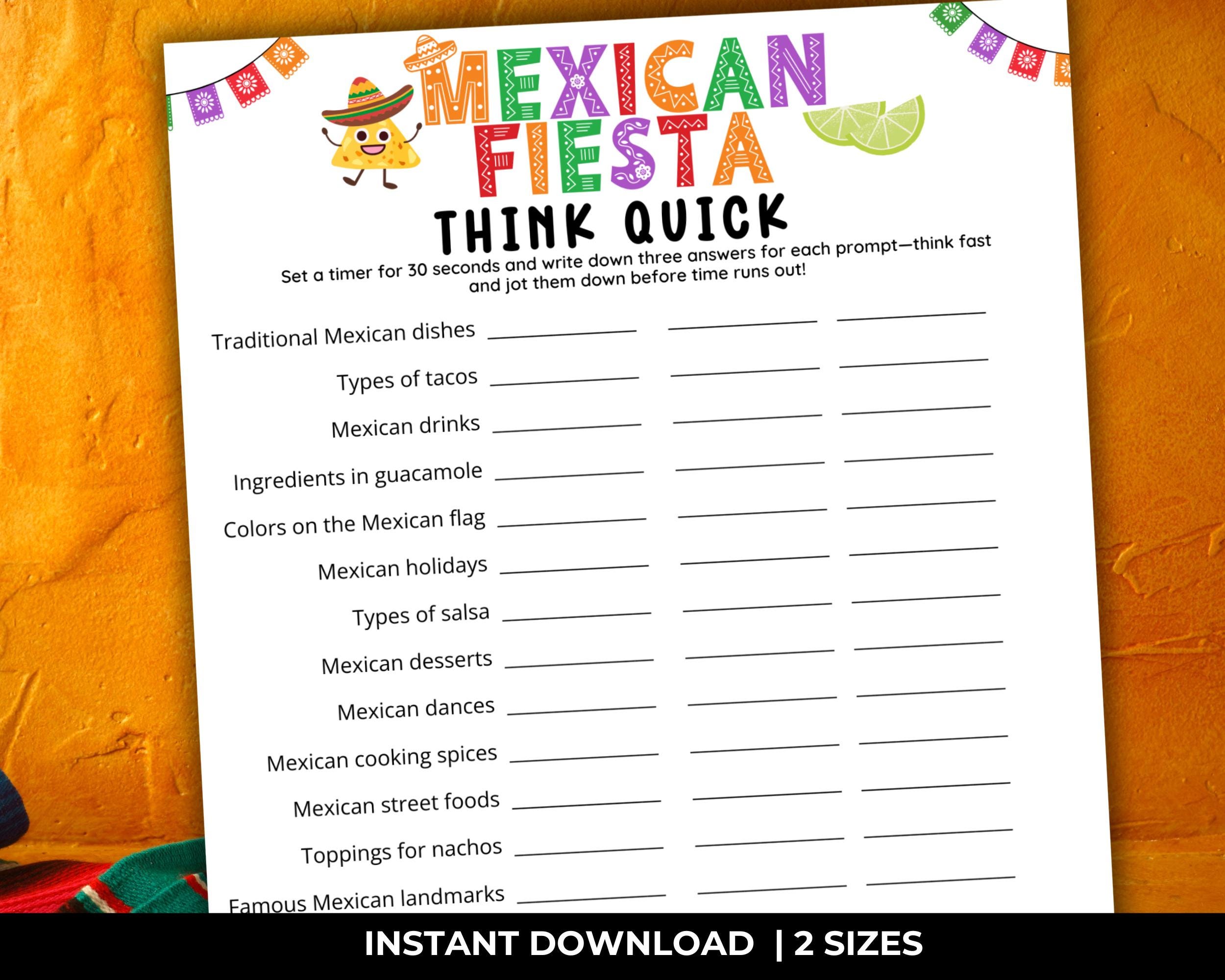 Mexican Party Games, Taco Party Games, Fiesta Games, Fiesta Trivia ...