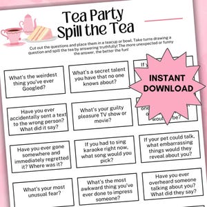 Spill the Tea Game, Ladies tea party games, Tea Party Activities, Bridal Tea Party,  Church Tea Party, Bachelorette game