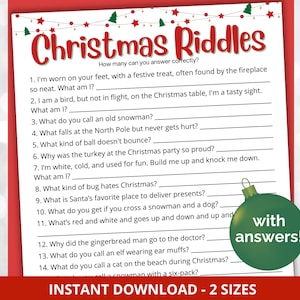 Adivinanzas navideñas: ¿Quién soy?, Juego imprimible para fiestas navideñas, Actividad navideña para niños, Juego para fiestas navideñas en la oficina, Adivinanzas navideñas, Adivinanzas navideñas