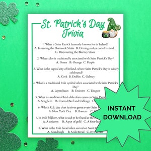 St. Patrick's Day Trivia for Kids Kids St. Patricks Day Printable ...
