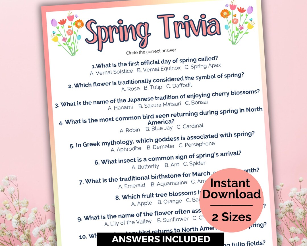 Spring Trivia, Spring Quiz, Garden Party Games, Spring Party Game ...
