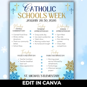 Catholic Schools Week Template, Editable Event Flyer, Printable Student ...