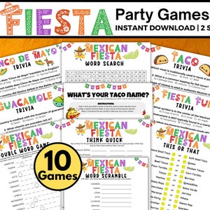 Juegos de fiesta, Juegos de fiesta mexicanos, Juegos de fiesta del Cinco de mayo, Juegos de trivia de fiesta mexicana, Juegos de fiesta de tacos, Juegos de trivia de fiesta