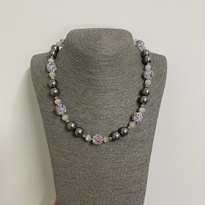 Murano Flower Glass Jewelry Pearl Necklace Handmade Colored Glaze Floral Earrings Dangle Millefiori Glass Beads Necklace Lampwork Beads