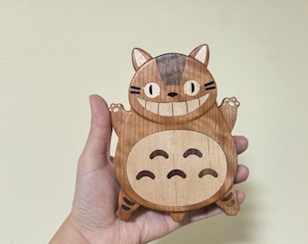 Birthday Gift Wooden Totoro Refrigerator Magnet/ Wooden Coaster/ Totoro Cup Mat/ Decorative Magnet/ Fridge Magnetic Office Whiteboard Magnet