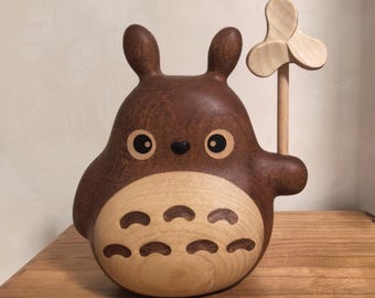 Wooden Totoro Figurine/ Hand Engraving Totoro Sculpture