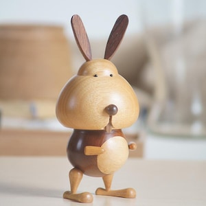 Boîte à musique animale personnalisée gravée nom lapin boîte à musique en bois Figurine créative en bois massif pour la maison chambre décor cadeau de vacances