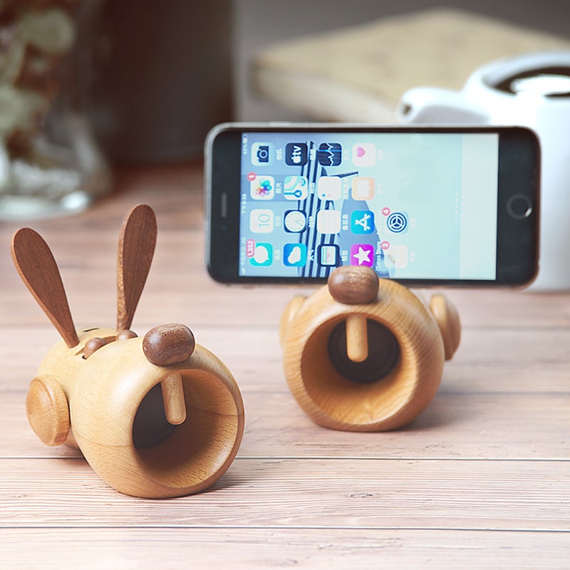 Bluetooth Playback Rabit Handmade Wooden Rabbit Shape Bluetooth Speaker, Wood Animal Figurine ...