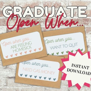 College Gift, Open When Envelopes for College Students, Open When Letters College, College Care Package, Open When College Printable gift