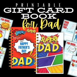 Regalo de cumpleaños de súper papá, libro de tarjetas de regalo del Día del Padre imprimible, regalo para papá, regalo para el Día del Padre, regalos para él, regalo del día B para papá