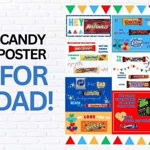 Póster de dulces IMPRIMIBLE para papá • Regalo de cumpleaños para papá • Letrero de barra de dulces para papá • Candy Gram para papá • Regalo para papá • Regalo del Día del Padre para él