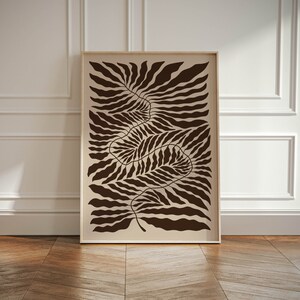 Botanische Kunst Home Decor Print, Minimalist Plant Wall Art Neutral Aesthetic Beige Poster, Abstract Gallery Wall Flora Home Decor, Scandi