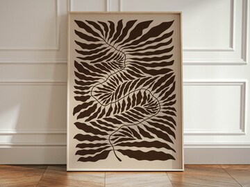 Seaweed Graphic Art Print, Printable Wall Décor, Graphic Design, Minimal, Modern, Bold, Plants, Leaves
