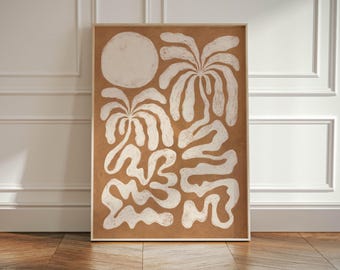 Palm Tree Print, Palm Trees Abstract Wall Art Neutral, Coastal Gallery Wabi Sabi Art Decor Japandi Style, Boho Beach Palms Print, Tropical
