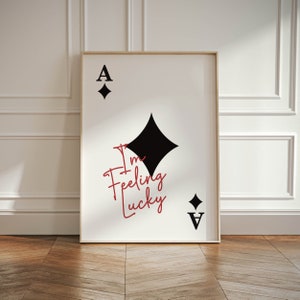 Poster di carte da gioco, stampa asso di quadri, arte retrò alla moda, stampa cucina arredamento bar, arredamento estetico cucina carrello bar arte arte parete cucina