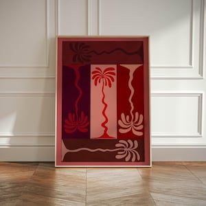 Palm Tree Print, Palm Trees Abstract Wall Art Colourful Prints, Gallery Art Decor Eclectic Style, Boho Beach Palms Print, Tropical Artwork