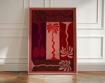 Palm Tree Print, Palm Trees Abstract Wall Art Colourful Prints, Gallery Art Decor Eclectic Style, Boho Beach Palms Print, Tropical Artwork