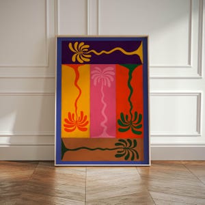 Palm Tree Print, Palm Trees Abstract Wall Art Colourful Prints, Gallery Art Decor Eclectic Style, Boho Beach Palms Print, Tropical Artwork