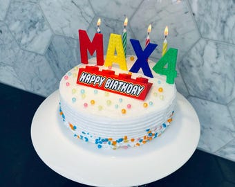 Personalized Mini Block Letter Birthday Cake Topper Kit