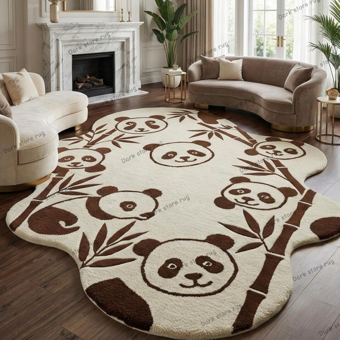 Weatherbeeta Panda Rug Handmade Panda Tufted Rug, Cute Bear Nursery Carpet, Kids Room Animal ...