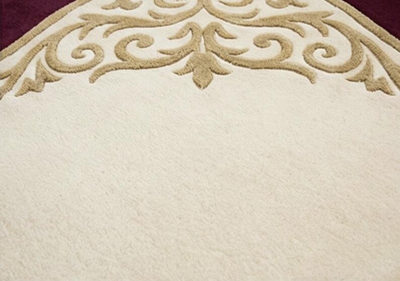 Handmade Tufted Area Rug, Luxury Cream & Burgundy Border Carpet ...