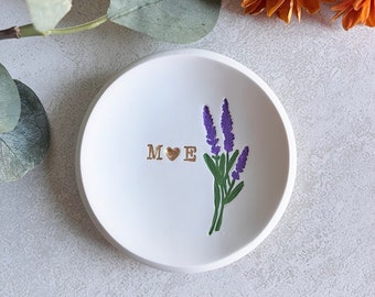 Lavender personalized ring dish, custom jewelry dish , engagement gift, wedding gift, gift for her, initials, dates, names