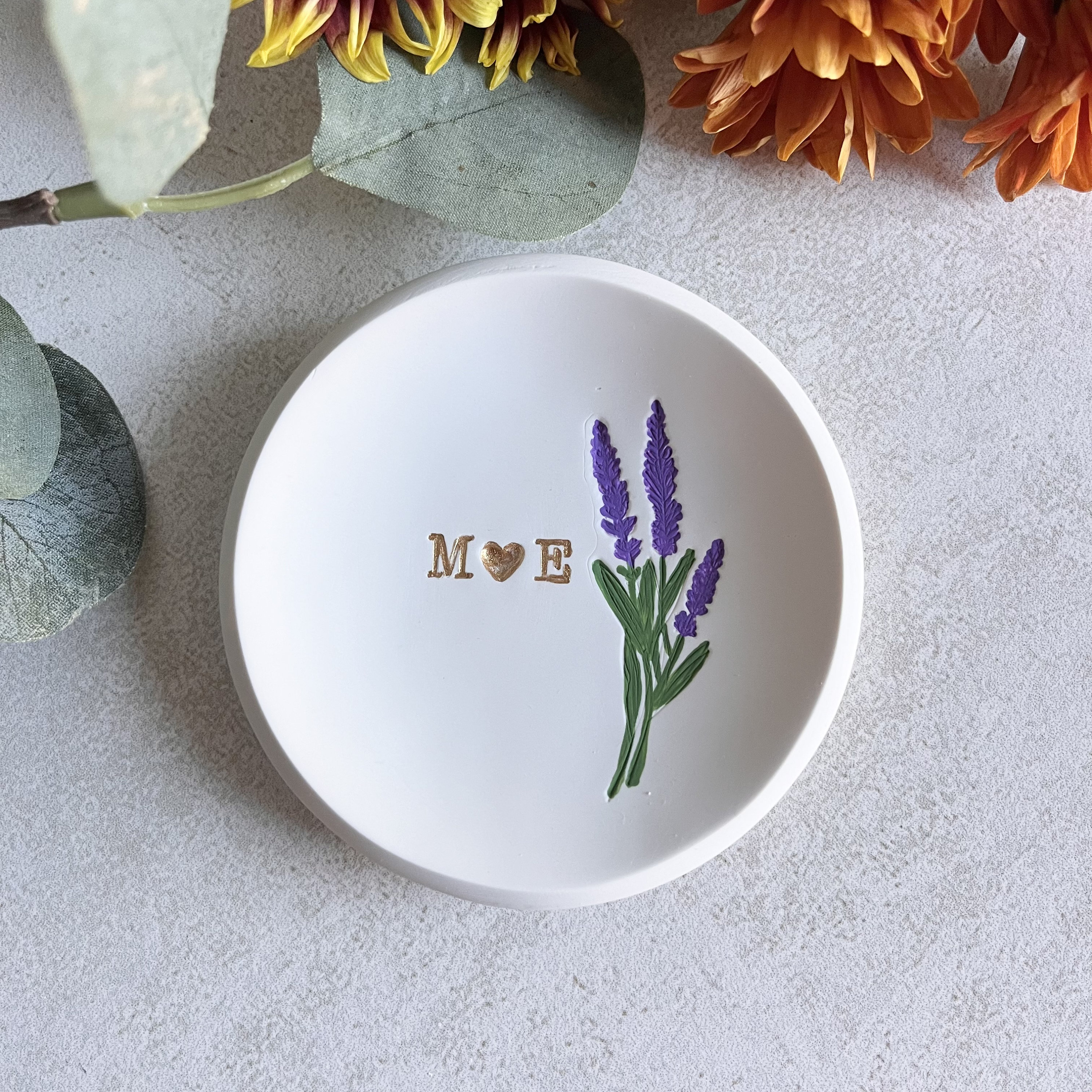 Lavender personalized ring dish, custom jewelry dish , engagement gift, wedding gift, gift for her, initials, dates, names