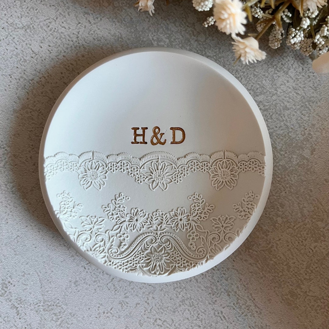 Lace Custom Ring Dish, Personalized Jewelry Dish, Engagement Gift ...