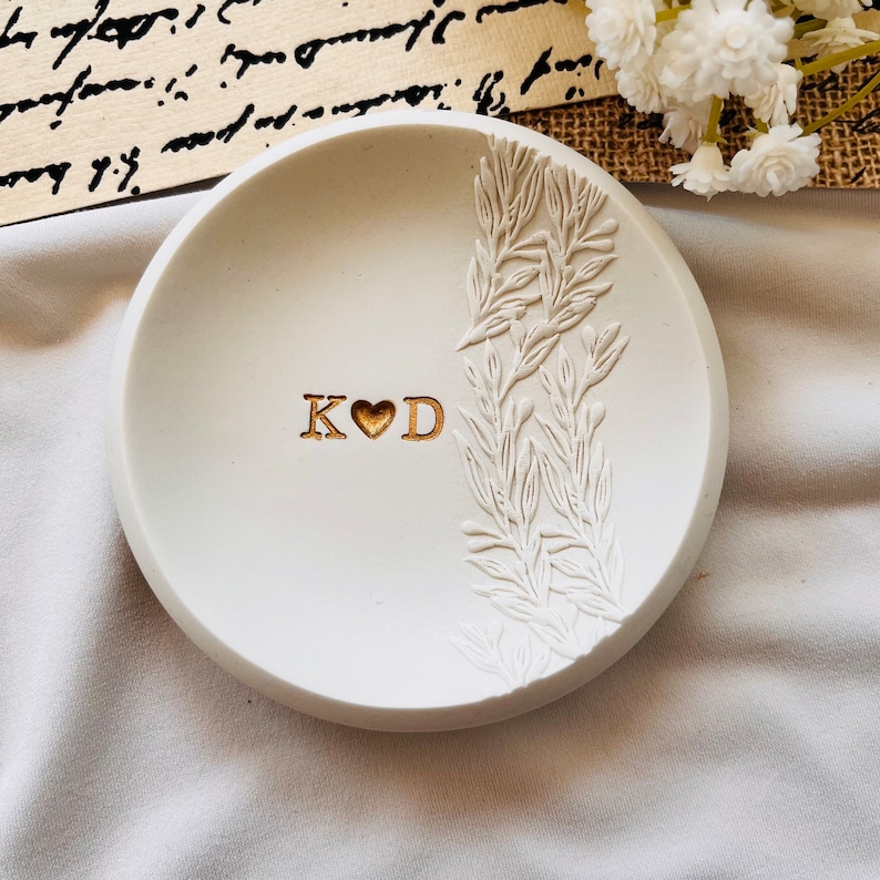 Olive Vine Personalization Ring Dish, Custom Ring Holder, Engagement ...