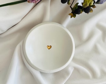 Heart ring dish, mini  ring holder, minimalist engagement gift, wedding gift, clay ring dish