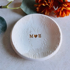 Floral Personalized Ring Dish, Custom Ring Holder, Flower Garden ...