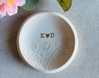 personalized jewelry dish skyline, custom ring dish, embossed mountain, engagement gift, wedding gift, couples gift, initials, dates, name