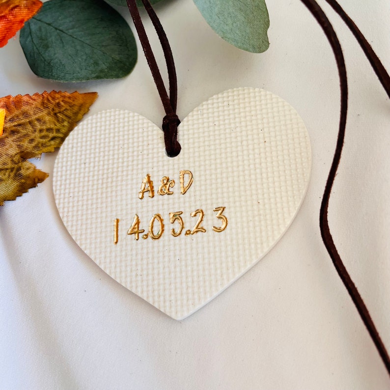 Christmas heart personalized ornaments, custom ornaments couple engagement gift, wedding gift, tree ornaments, initials, dates, nam image 2