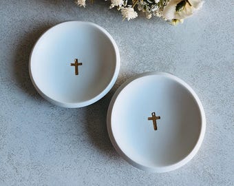 Plato para anillos con iniciales o mini cruz a granel, plato para joyas con iniciales, obsequio para fiestas, obsequios de bautismo para invitados, obsequio para iglesias, obsequio para clientes