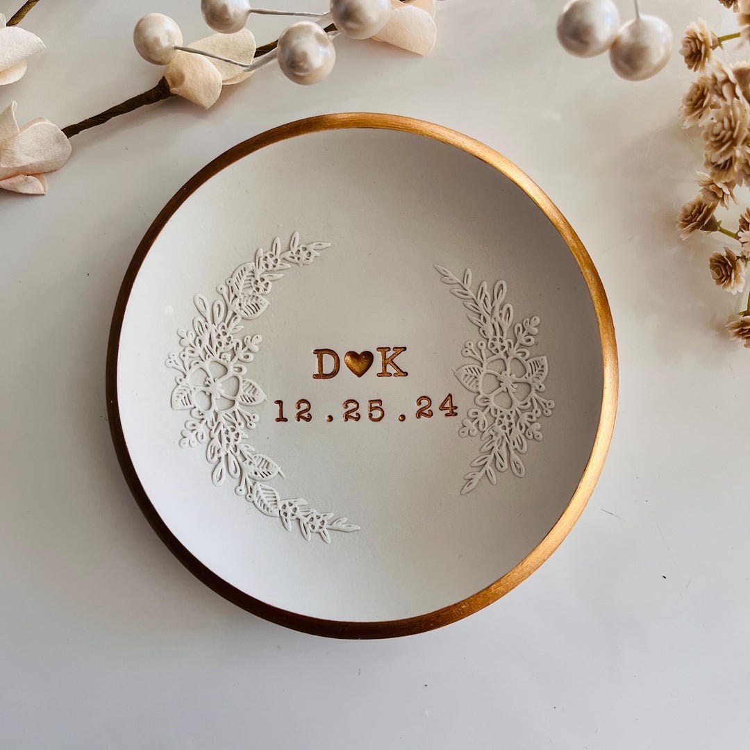 Big Personalized Ring Dish, Custom Trinket Jewelry Dish, Engagement ...