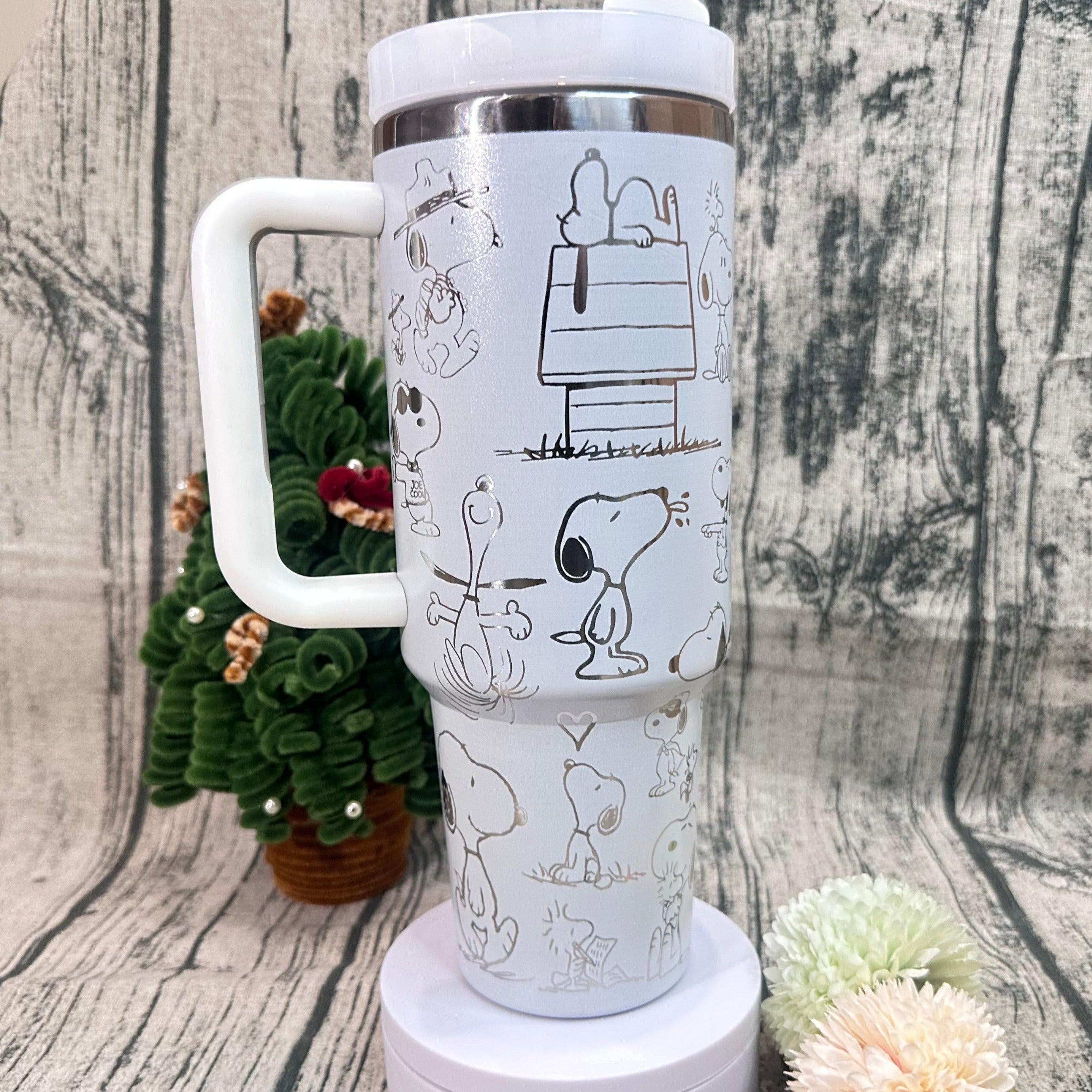 Lindo vaso de dibujos animados de Snoopy de 30/40 oz con grabado láser ...
