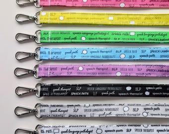 Lanyard // Custom SLP Fabric // Gift for SLPs and CFs // Speech Therapy Accessories